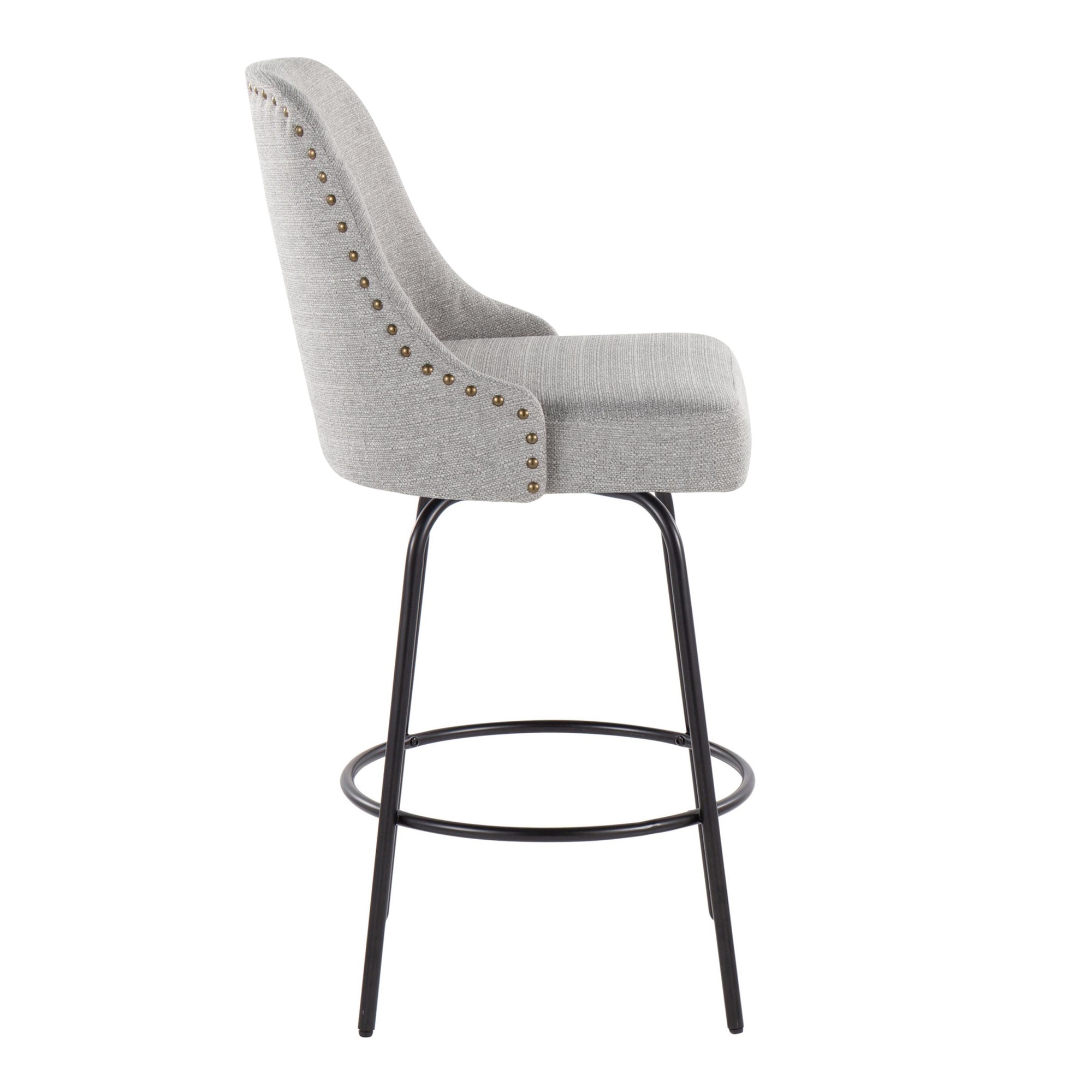 Studded Marcel 27-Inch Light Grey Contemporary Swivel Stools (Set of 2) 5 Studded Marcel 27-Inch Light Grey Contemporary Swivel Stools (Set of 2) - Image 5