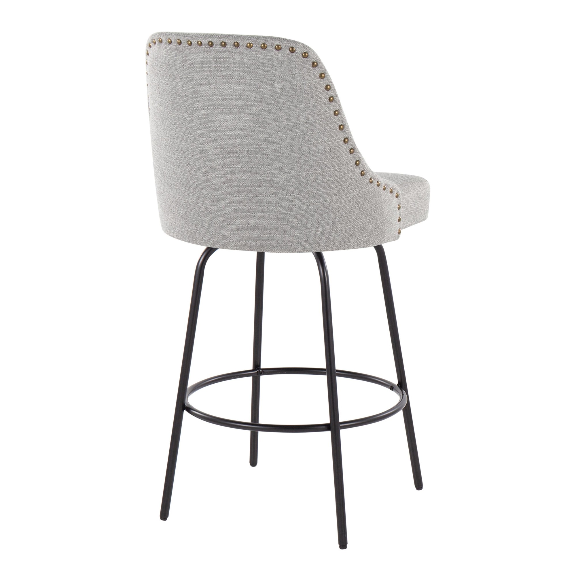 Studded Marcel 27-Inch Light Grey Contemporary Swivel Stools (Set of 2) 6 Studded Marcel 27-Inch Light Grey Contemporary Swivel Stools (Set of 2) - Image 6