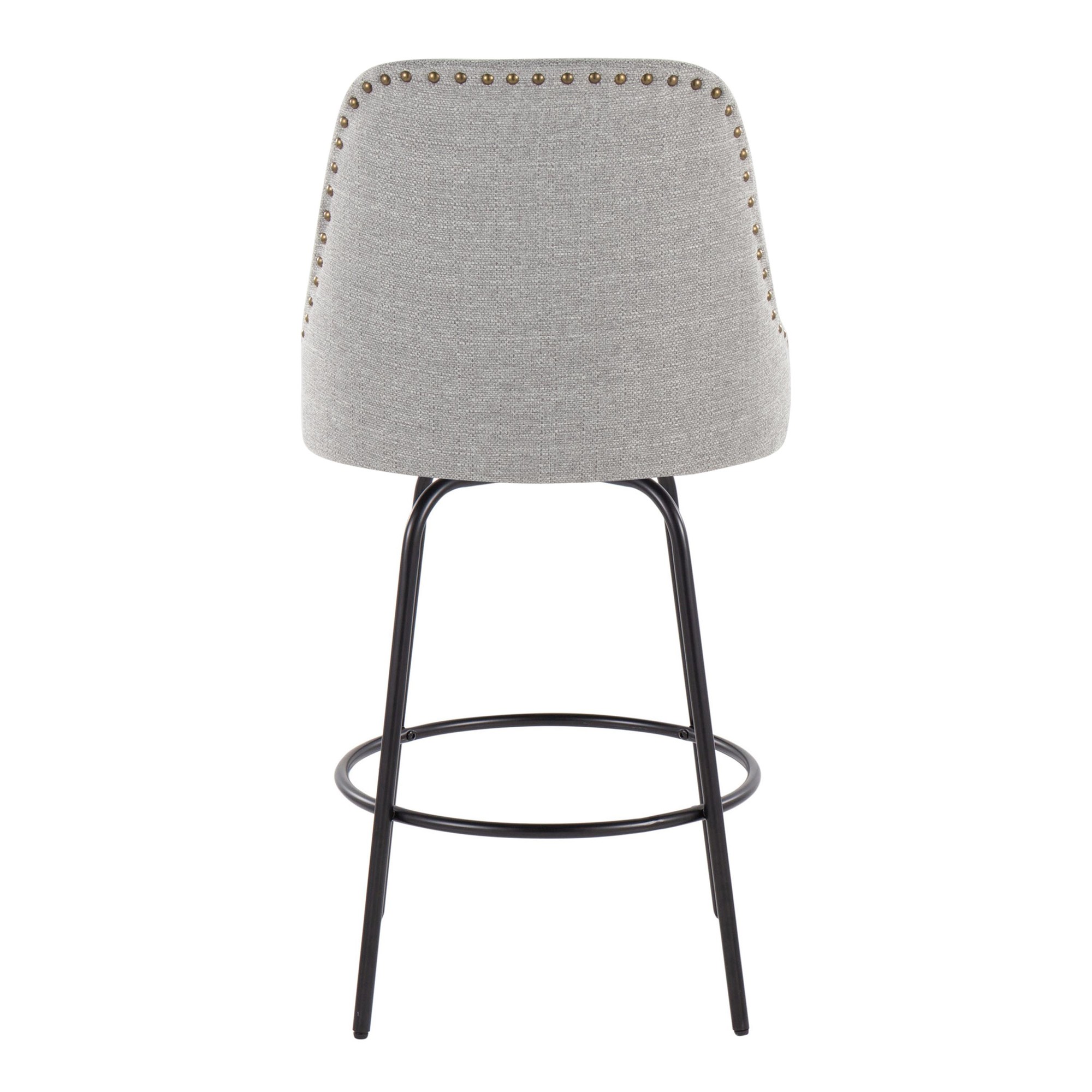 Studded Marcel 27-Inch Light Grey Contemporary Swivel Stools (Set of 2) 7 Studded Marcel 27-Inch Light Grey Contemporary Swivel Stools (Set of 2) - Image 7