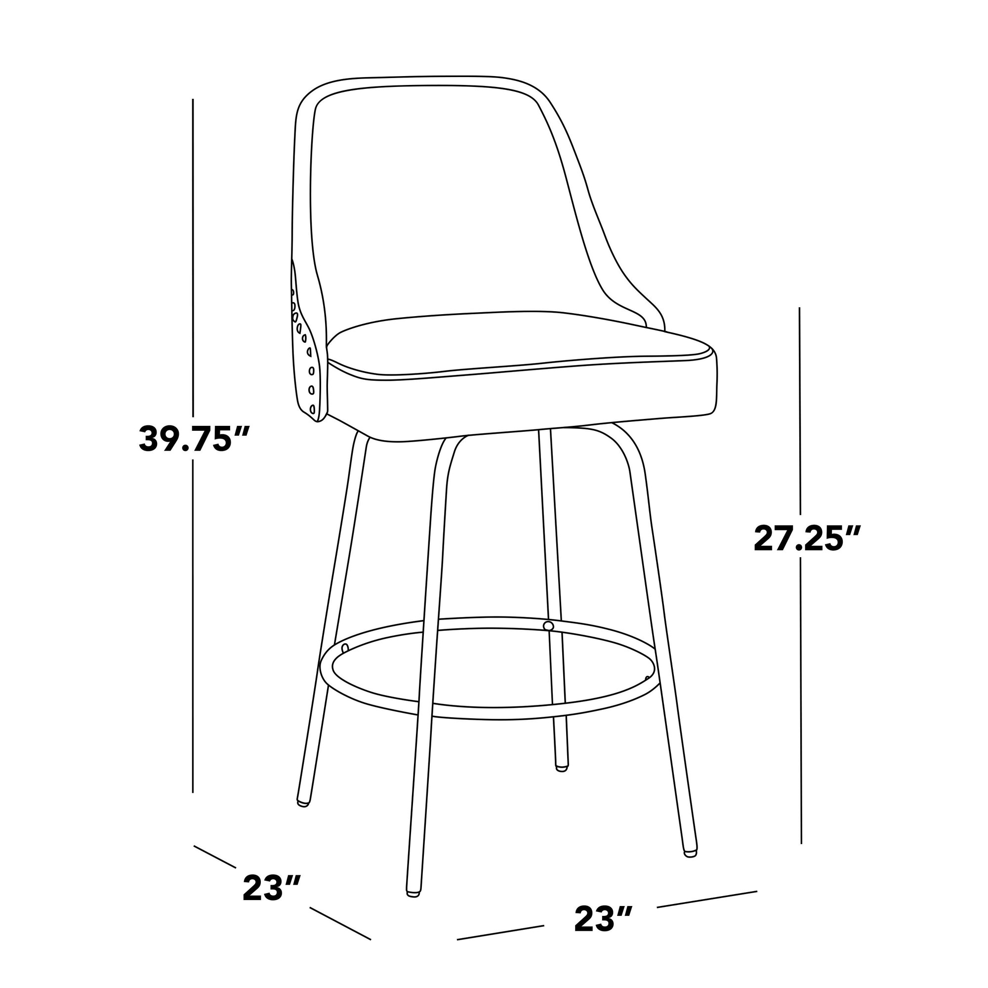 Studded Marcel 27-Inch Light Grey Contemporary Swivel Stools (Set of 2) 10 Studded Marcel 27-Inch Light Grey Contemporary Swivel Stools (Set of 2) - Image 10