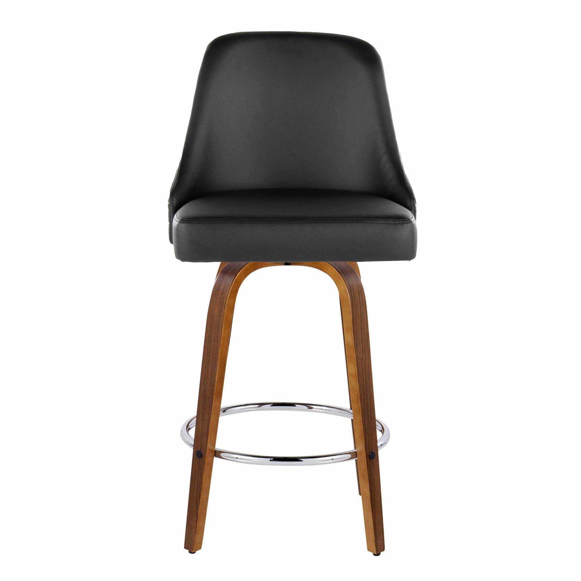 Studded Marcel 27-Inch Walnut and Black Swivel Counter Stools (Set of 2) 8 Studded Marcel 27-Inch Walnut and Black Swivel Counter Stools (Set of 2) - Image 8