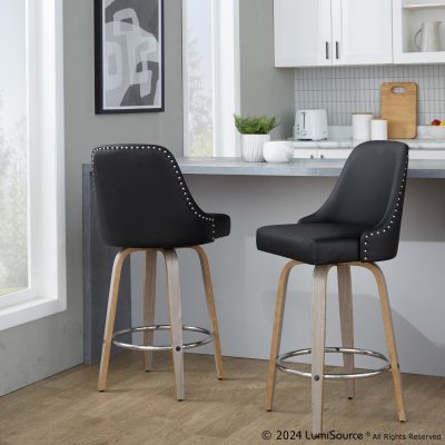 Studded Marcel 27 Light Grey Swivel Counter Stool (Set of 2)