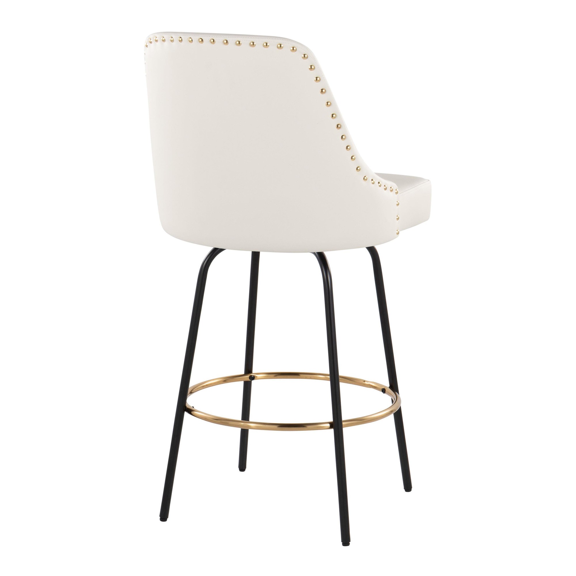 Studded Marcel 27 White Faux Leather Counter Stools (Set of 2) 6 Studded Marcel 27 White Faux Leather Counter Stools (Set of 2) - Image 6