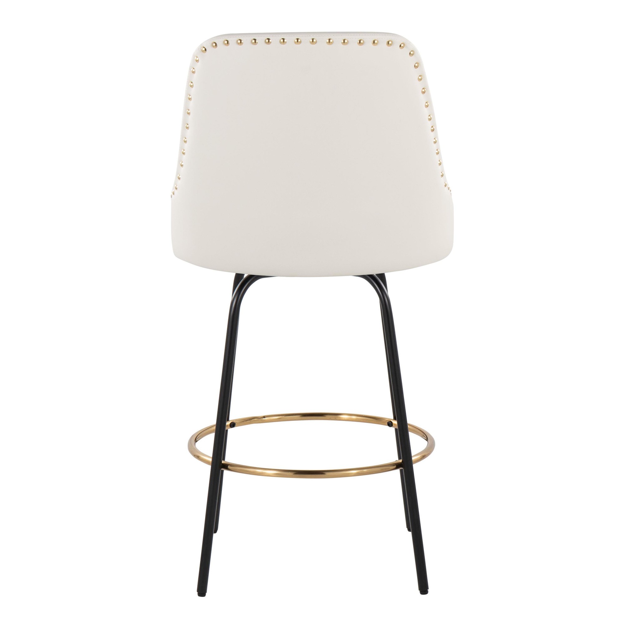 Studded Marcel 27 White Faux Leather Counter Stools (Set of 2) 7 Studded Marcel 27 White Faux Leather Counter Stools (Set of 2) - Image 7