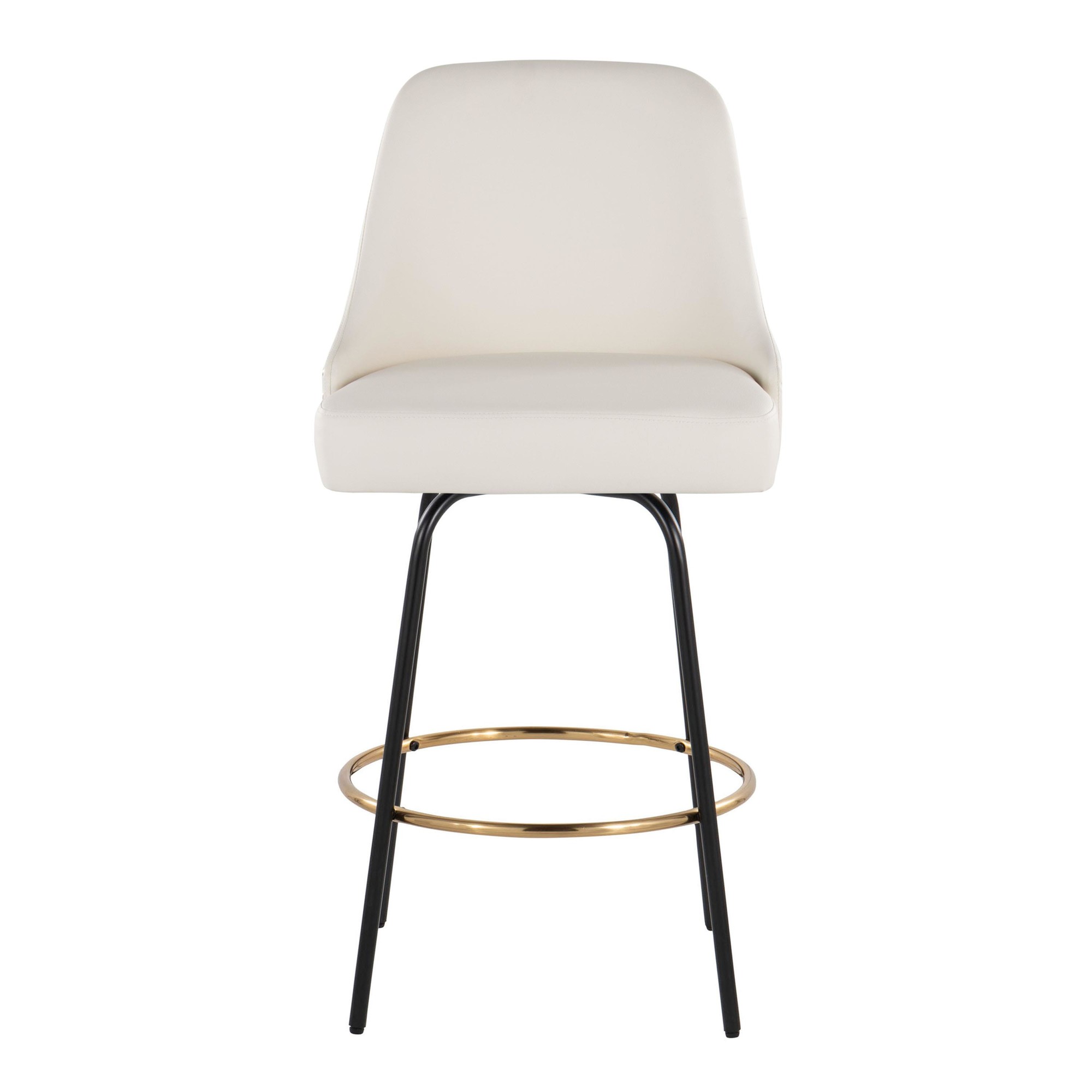 Studded Marcel 27 White Faux Leather Counter Stools (Set of 2) 8 Studded Marcel 27 White Faux Leather Counter Stools (Set of 2) - Image 8