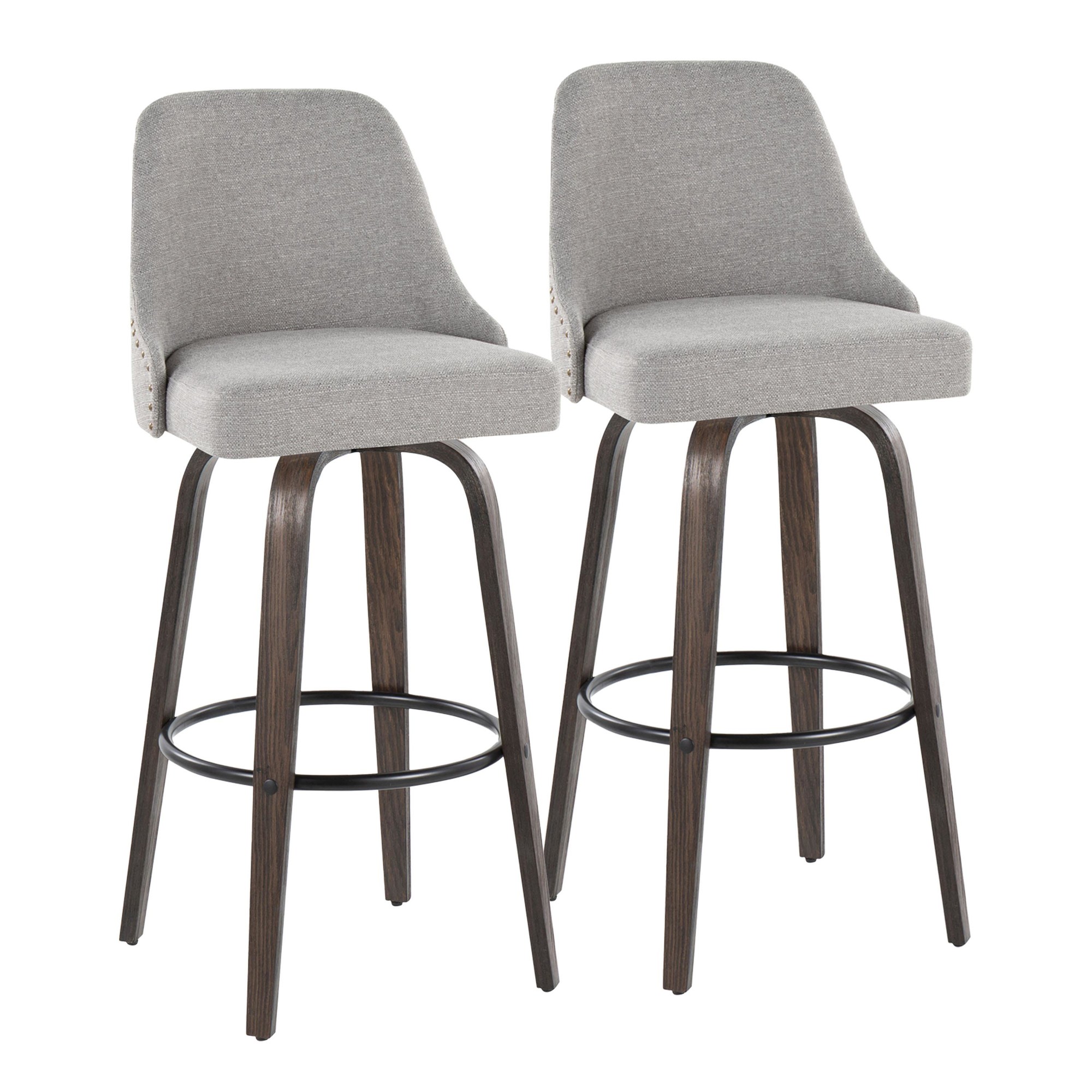 Studded Marcel 30-Inch Transitional Swivel Barstool Walnut (Set of 2) (Set of 2) 3 Studded Marcel 30-Inch Transitional Swivel Barstool Walnut (Set of 2) (Set of 2) - Image 3
