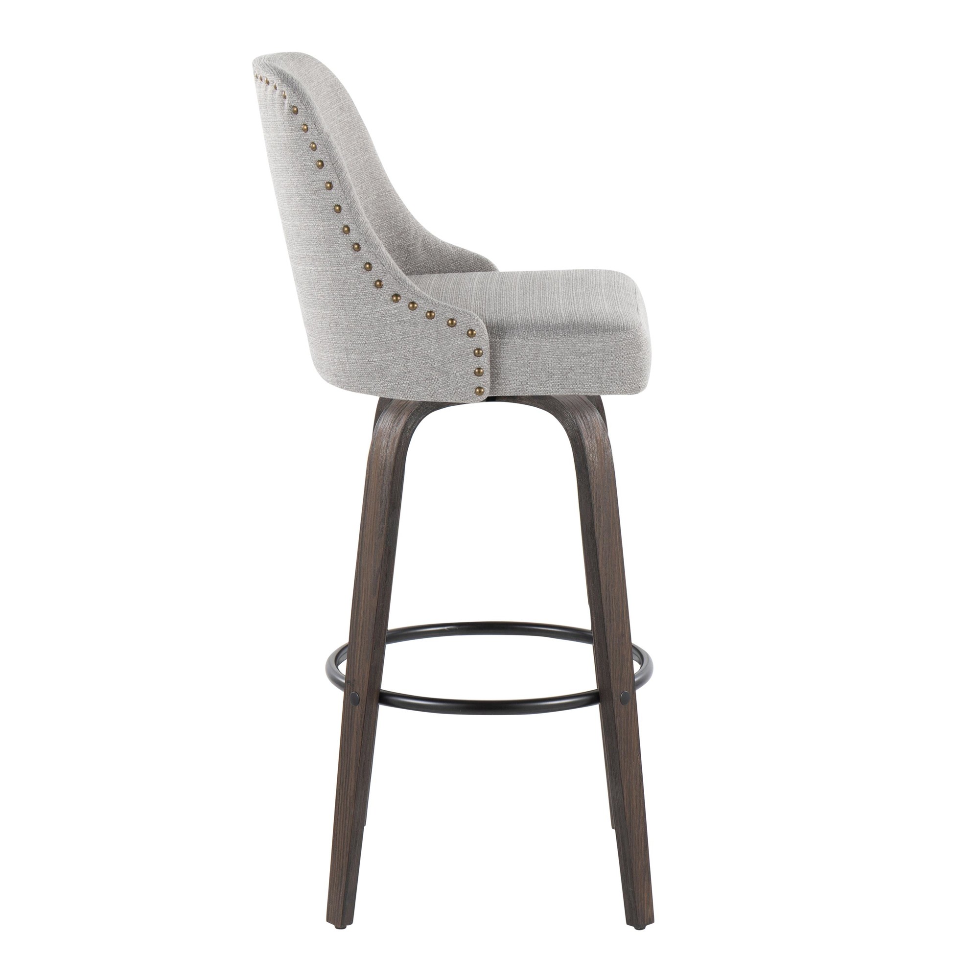 Studded Marcel 30-Inch Transitional Swivel Barstool Walnut (Set of 2) (Set of 2) 5 Studded Marcel 30-Inch Transitional Swivel Barstool Walnut (Set of 2) (Set of 2) - Image 5