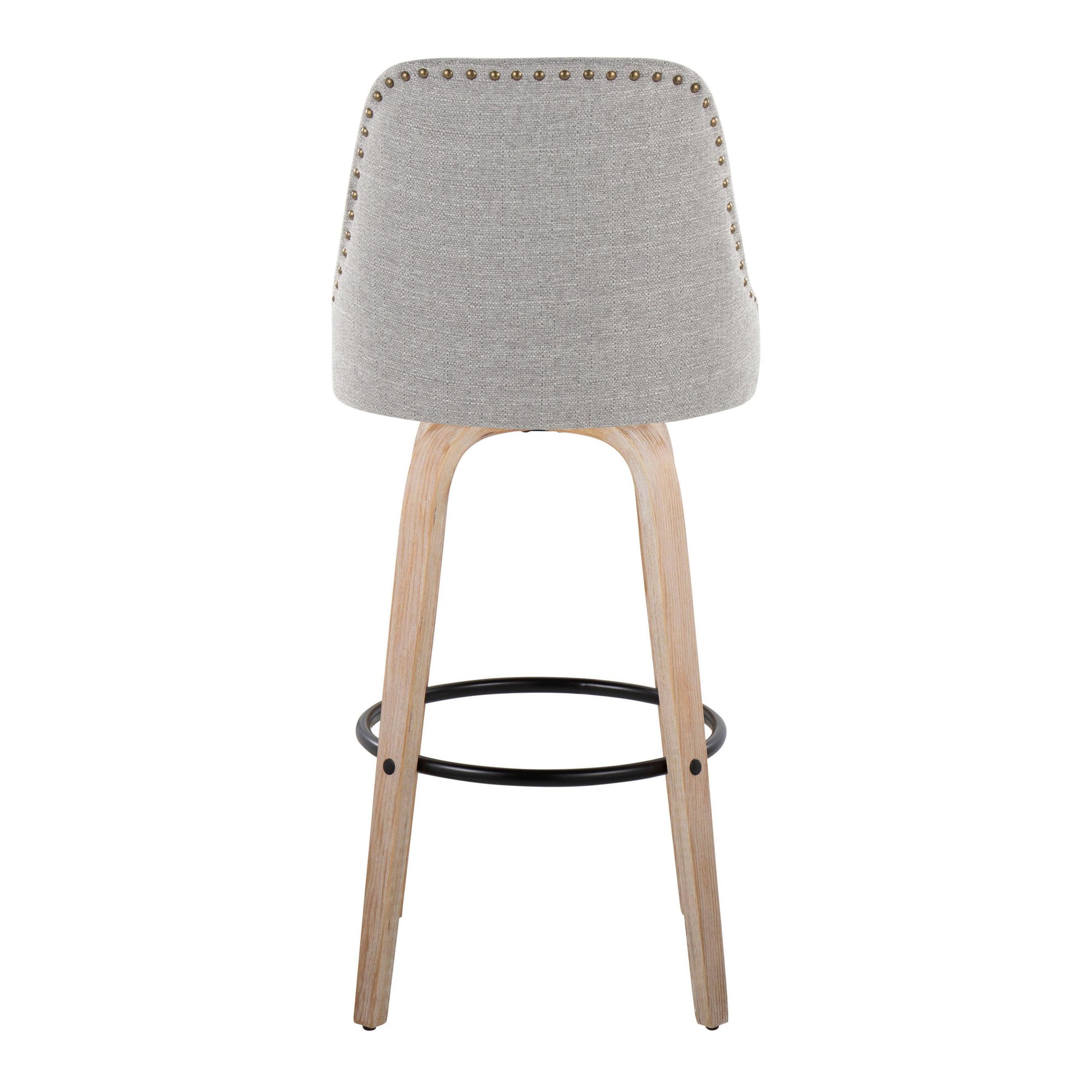 Studded Marcel 30 Light Grey Swivel Barstool Pair (Set of 2) 7 Studded Marcel 30 Light Grey Swivel Barstool Pair (Set of 2) - Image 7
