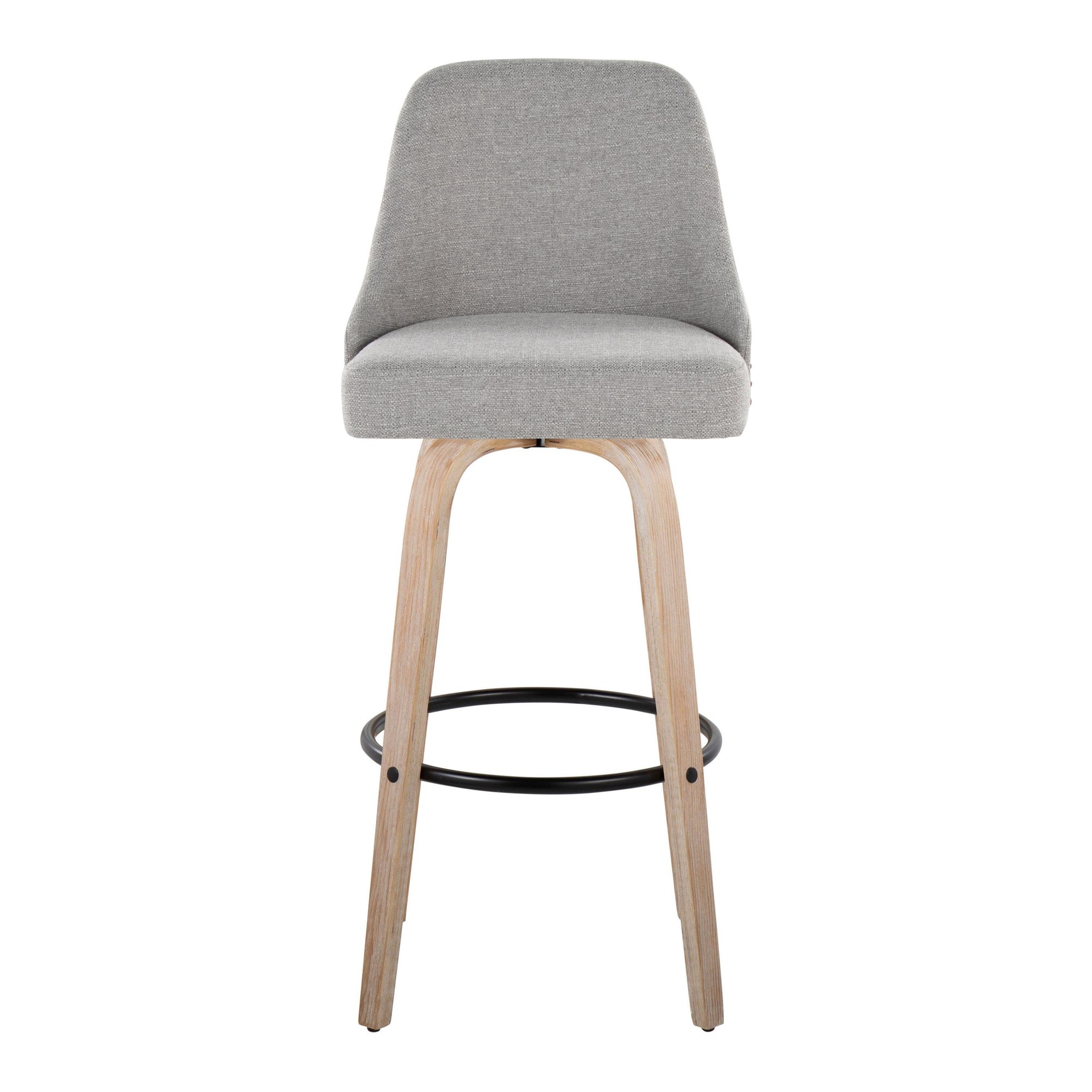 Studded Marcel 30 Light Grey Swivel Barstool Pair (Set of 2) 8 Studded Marcel 30 Light Grey Swivel Barstool Pair (Set of 2) - Image 8