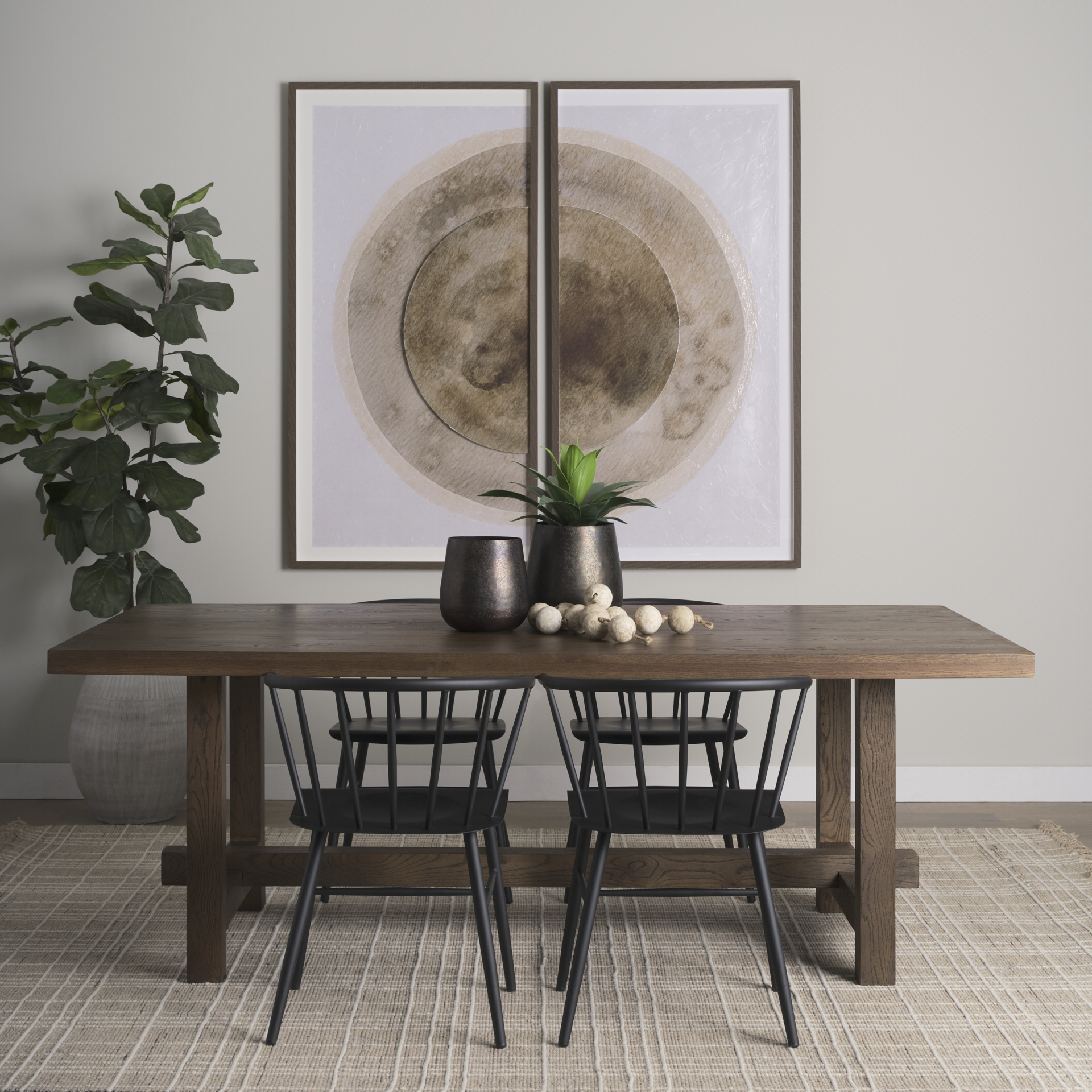 Suke 84" Medium Brown Rectangular Oak Dining Table 3 Suke 84" Medium Brown Rectangular Oak Dining Table - Image 3