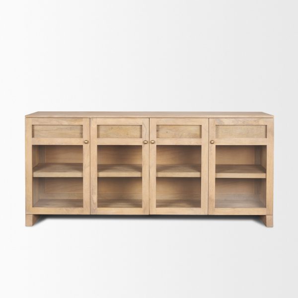 Suri Light Brown Wood w Glass Doors Sideboard 4
