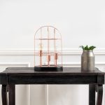Sutton (19.3"H) Rose-Gold Metal Cylindrical Cage Three Bulb Table Lamp