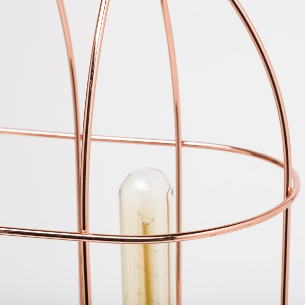 Sutton 19.3H Rose Gold Metal Cylindrical Cage Three Bulb Table Lamp 4