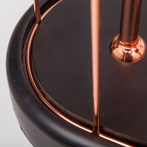 Sutton 19.3H Rose Gold Metal Cylindrical Cage Three Bulb Table Lamp 7