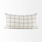 Suzanne 14 x 26 White/Black Square Pattern Decorative Pillow Cover