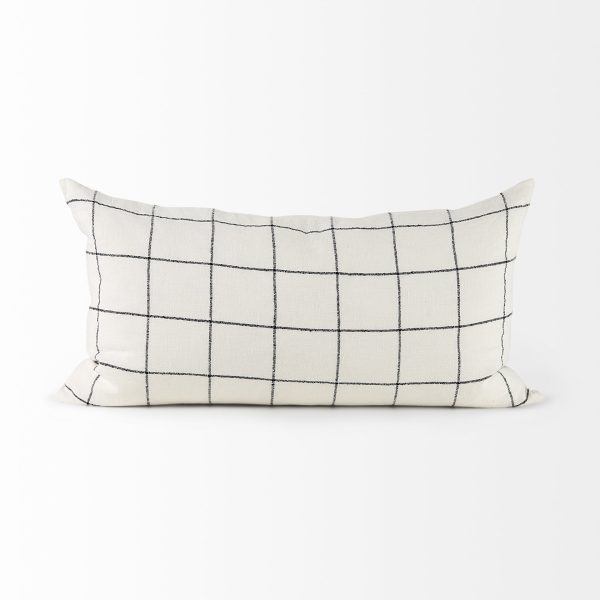 Suzanne 14 x 26 WhiteBlack Square Pattern Decorative Pillow Cover 4