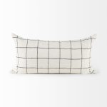 Suzanne 14 x 26 White/Black Square Pattern Decorative Pillow Cover