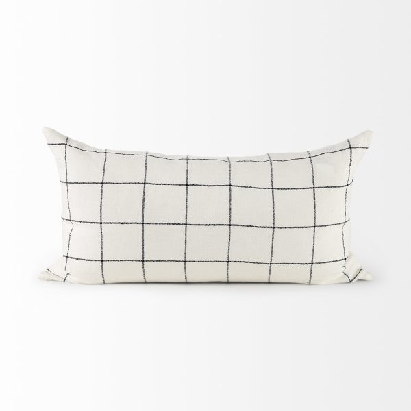 Suzanne 14 x 26 WhiteBlack Square Pattern Decorative Pillow Cover 6