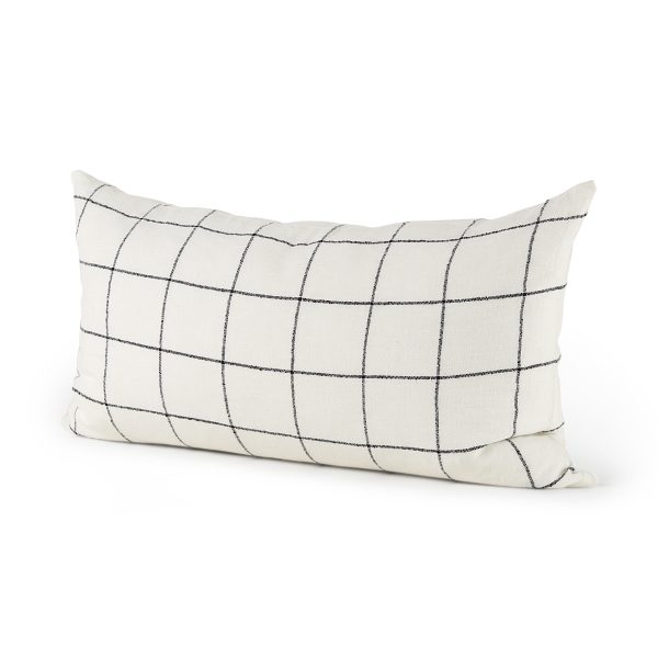 Suzanne 14 x 26 WhiteBlack Square Pattern Decorative Pillow Cover