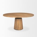 Swanson 60" Light Brown Wood Round Pedestal Dining Table