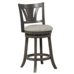 Gray 26.5 Inch Swivel Bar Stool with Backrest and Footrest