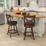 Swivel Bar Stools with Cushions and Hollow Backrest (Set of 2)