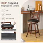 Swivel Bar Stools with Cushions and Hollow Backrest (Set of 2)