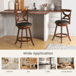 Swivel Bar Stools with Cushions and Hollow Backrest (Set of 2)