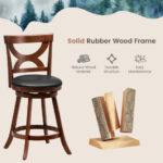 Swivel Bar Stools with Cushions and Hollow Backrest (Set of 2)