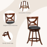 Swivel Bar Stools with Cushions and Hollow Backrest (Set of 2)