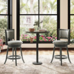 Swivel Upholstered Bar Stools with Backrest and Footrest (Set of 2)