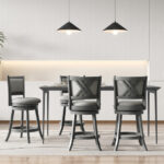 Swivel Upholstered Bar Stools with Backrest and Footrest (Set of 2)