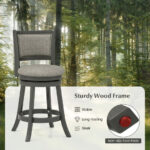Swivel Upholstered Bar Stools with Backrest and Footrest (Set of 2)