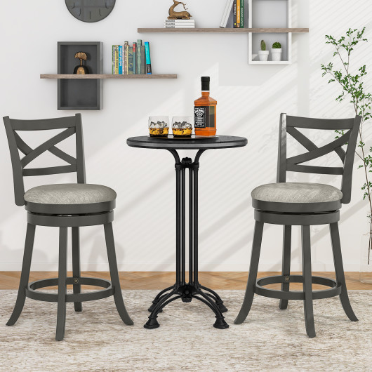 Swivel Bar Stools with Hollow Back and Padded Seat (Set of 2) 1 Swivel Bar Stools with Hollow Back and Padded Seat (Set of 2)