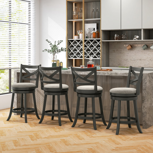 Swivel Bar Stools with Hollow Back and Padded Seat (Set of 2) 2 Swivel Bar Stools with Hollow Back and Padded Seat (Set of 2) - Image 2