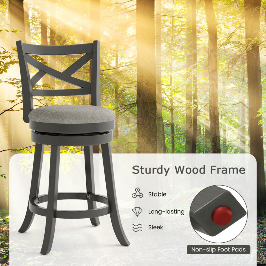 Swivel Bar Stools with Hollow Back and Padded Seat (Set of 2) 6 Swivel Bar Stools with Hollow Back and Padded Seat (Set of 2) - Image 6