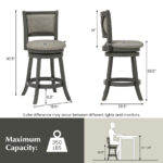 Swivel Upholstered Bar Stools with Backrest and Footrest (Set of 2)