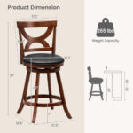 Swivel Bar Stools with Cushions and Hollow Backrest (Set of 2)
