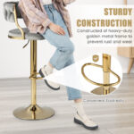 Adjustable Swivel Bar Stools with Woven Back and Velvet (Set of 2)