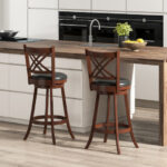 Farmhouse 360° Swivel Barstools with Backrest and Footrest (Set of 2)