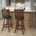 Farmhouse 360° Swivel Barstools with Backrest and Footrest (Set of 2)