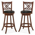 Farmhouse 360° Swivel Barstools with Backrest and Footrest (Set of 2)
