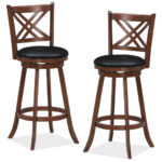 Farmhouse 360° Swivel Barstools with Backrest and Footrest (Set of 2)
