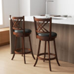 Farmhouse 360° Swivel Barstools with Backrest and Footrest (Set of 2)