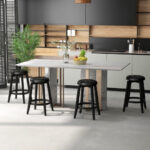 Swivel Upholstered Rubberwood Bar Stools with Footrest (Set of 2)