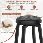 Swivel Upholstered Rubberwood Bar Stools with Footrest (Set of 2)