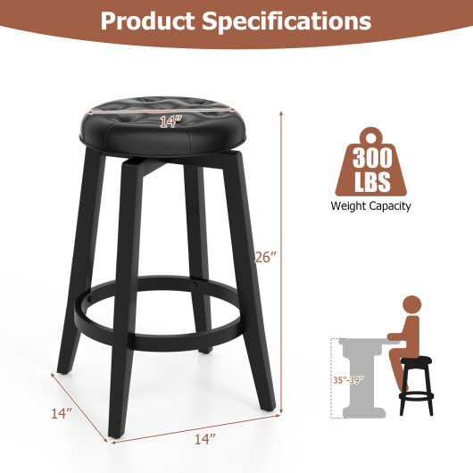 Swivel Upholstered Rubberwood Bar Stools with Footrest (Set of 2) - Image 5