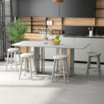 Swivel Upholstered Rubberwood Bar Stools with Footrest (Set of 2)