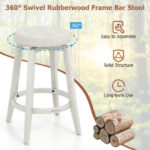 Swivel Upholstered Rubberwood Bar Stools with Footrest (Set of 2)