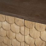 Swordfish 72L x 19W x 30.25H Two-Tone Brown Wood Cabinet Silver Metal Base 4 Cabinet Door Sideboard